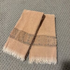 Vintage Cannon Monticello Hand Towel Set Of 2 Faded Tan Made in USA